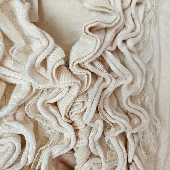 New Romeo Juliet Couture Ivory Ruffle Lace Trim Cardigan Sweater Size M Artsy - Picture 8 of 13